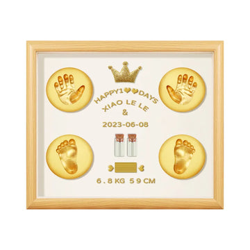 Baby Hand & Footprint Keepsake Frame with Inkless Clay | Wall Hanging or Table Display | Birth, Month, 100 Day, Birthday Memory