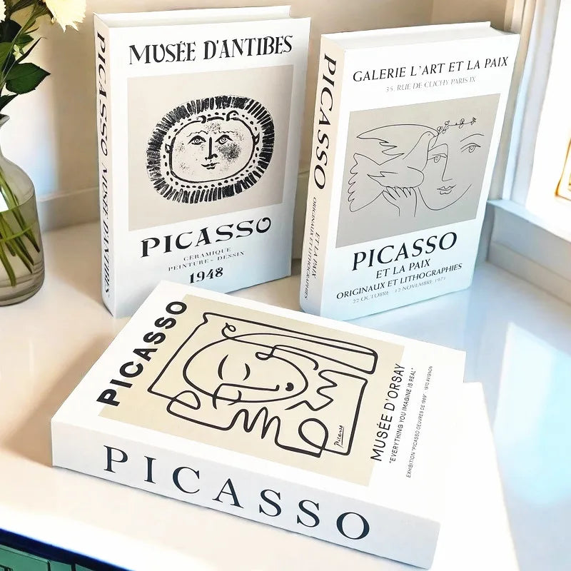 Monet Luxury Fake Book Storage Box Picasso Bauhaus Boho Decorative Books Van Gogh Simulation Book Coffee Table Shelf Home Decor