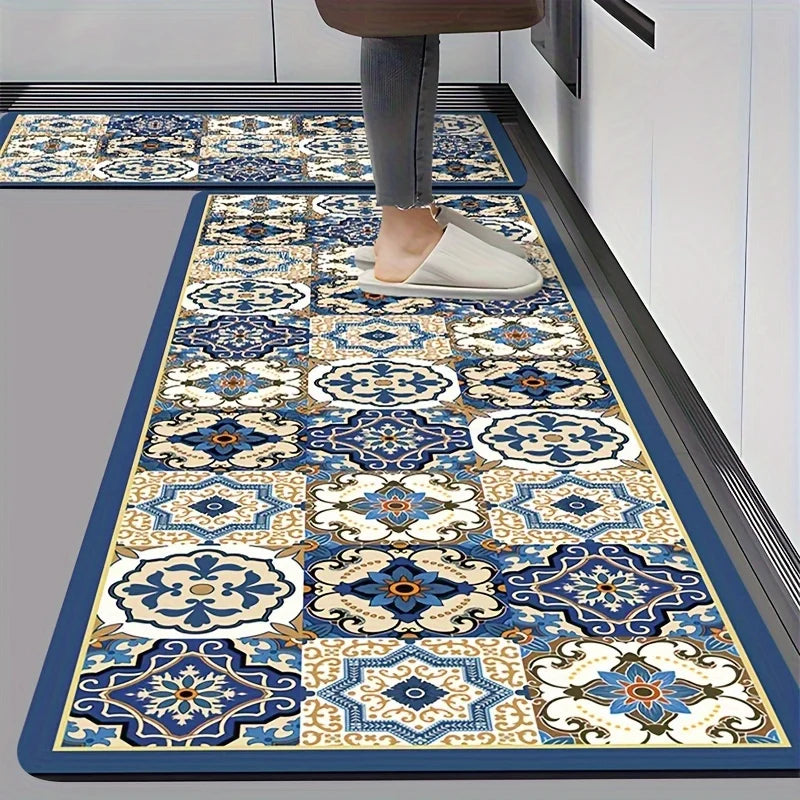 VIKAMA Kitchen Rug Waterproof, Oil-Resistant, Absorbent, Dust-Proof, Bathroom Entrance Hall Entry Door Carpet, Home Decoration