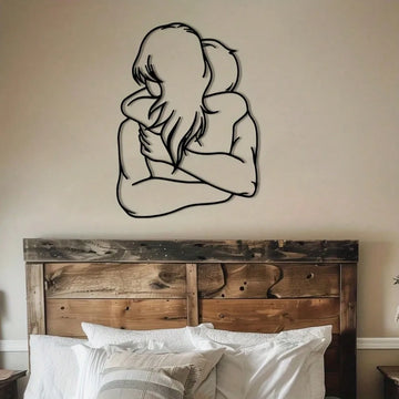 Valentine's Day Metal Wall Sculpture|Embracing Lovers Contour,Indoor/Outdoor,Halloween&Christmas Gift,Bedroom/Living Room Decor