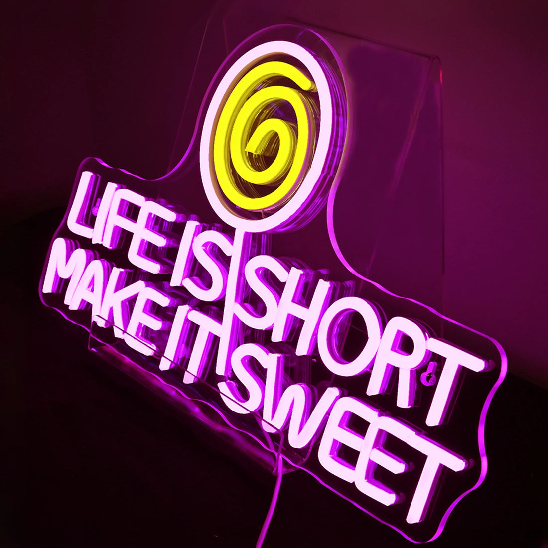 Life Is Short Make It Sweet Neon Signs Led Light Up Sign Shop Sign Candy Art Neon Logo For room Decoration Dessert Shop Dimmable