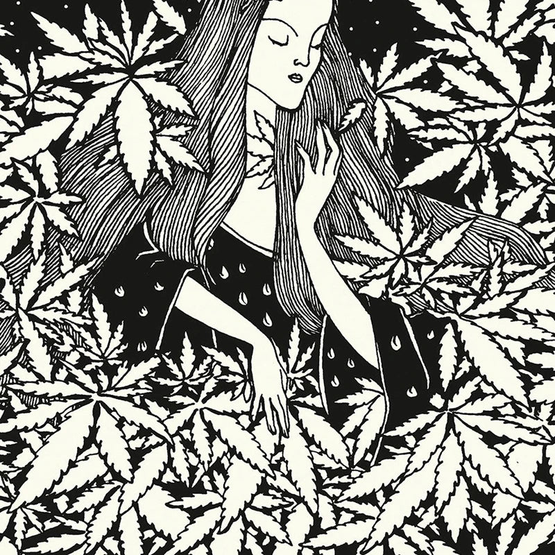Indica and Sativa Prints Black and White Cannabis Poster Marijuana Canvas Painting Art Nouveau Aubrey Beardsley Decoration
