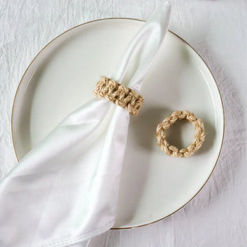 6/12 Pcs Napkin Rings Natural Burlap Table Decor Fall Farmhouse Napkin Rings for Thanksgiving, Christmas, Wedding , Party