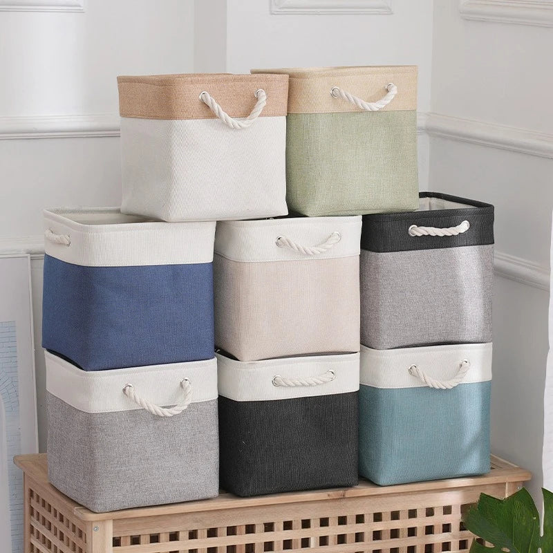 2025 The New Large-capacity Household Square Dirty Laundry Basket Finishing Storage Basket Linen Fabric Storage Basket