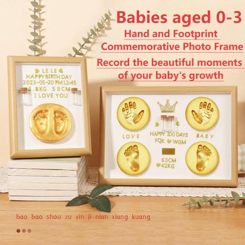 Baby Hand & Footprint Keepsake Frame with Inkless Clay | Wall Hanging or Table Display | Birth, Month, 100 Day, Birthday Memory