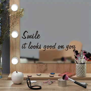 Smile It Looks Good On You Vinyl Mirror Wall Stickers Wallpaper For Wedding Home Party Decor Wallpaper
