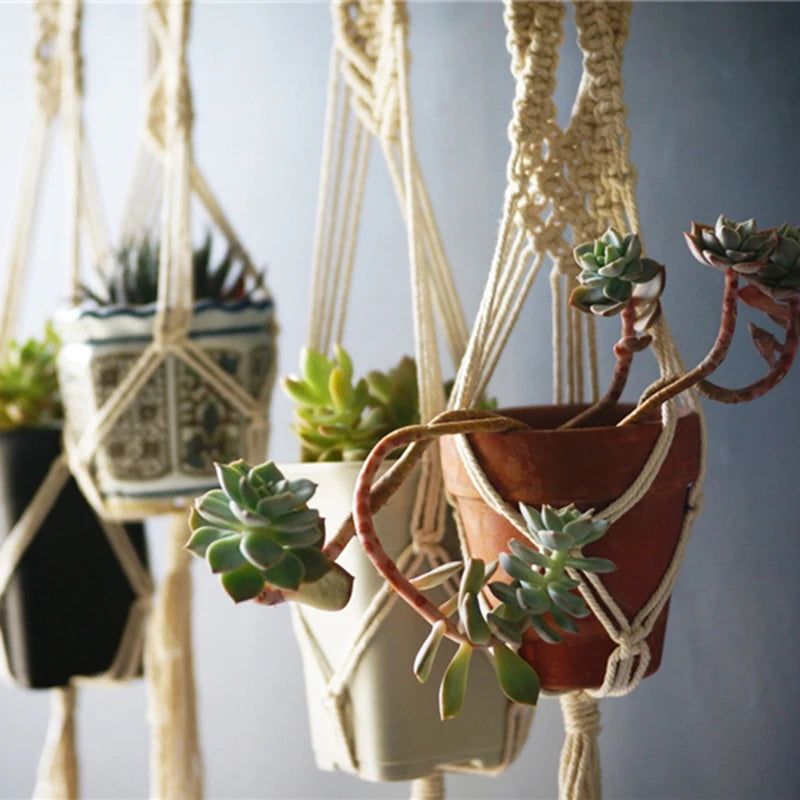5PCS/set handmade macrame infoor plant hanging for flower pot  boho style macrame plant hanger