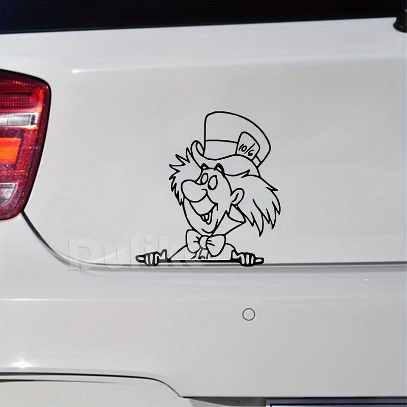 Alice In Wonderland Vinyl Sticker Car Window Bumper Decor, Peeking Cheshire Cat Decals For Laptop Decoration