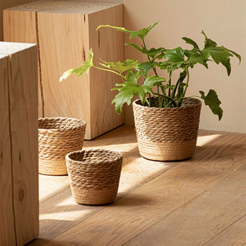Natural Woven Flower Basket Straw Wicker Planter Storage Baskets Large Capacity Pots for Family Friend Neighbor Gift