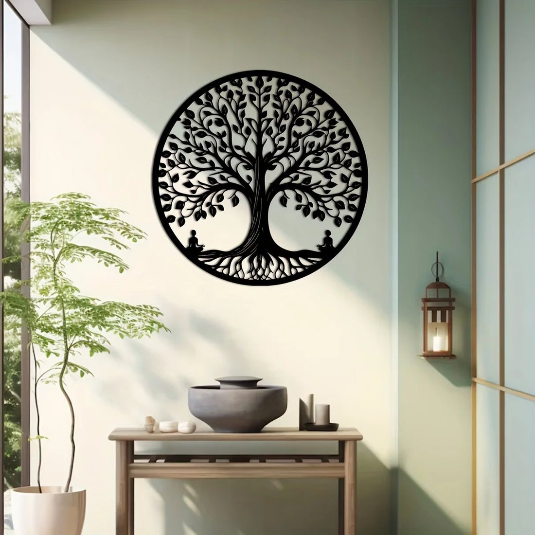 [Nature Tree] Retro Iron Tree of Life Wall Art 1pc, Metal Laser Cut Line Art, Nature-Inspired Home Decor