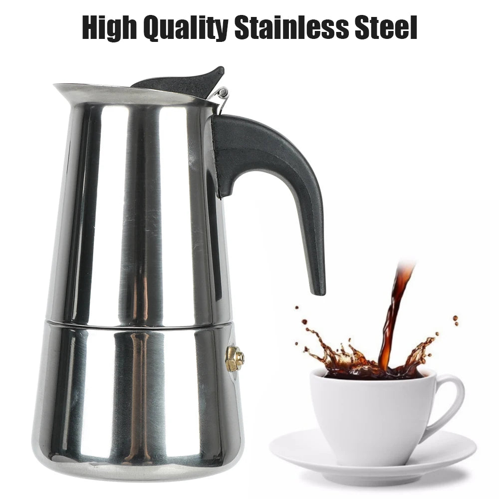 Stainless Steel Moka Coffee Maker Coffee Maker Pot Coffee Pot for Kitchen Mocha Espresso Latte Stovetop Filter 2/4/6/9 Cups