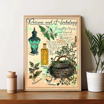 Harry Potter Themed Herbology & Botany Textbook Page Art Prints Potions and Herbology Draught of Misery and Anguish Poster Decor