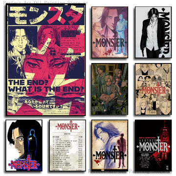 1PC N-Naoki Urasawa S Monster Anime Classic Vintage Poster Self-adhesive Art Waterproof Paper Sticker Coffee House Bar Room