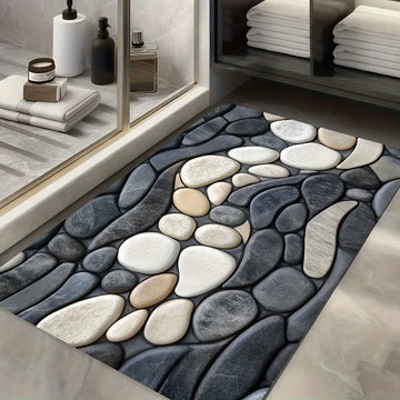 Abstract Pebble Indoor Outdoor Rug – Non-slip Mat for Bathroom Kitchen Living Room Patio Café Bar, Ideal Gift