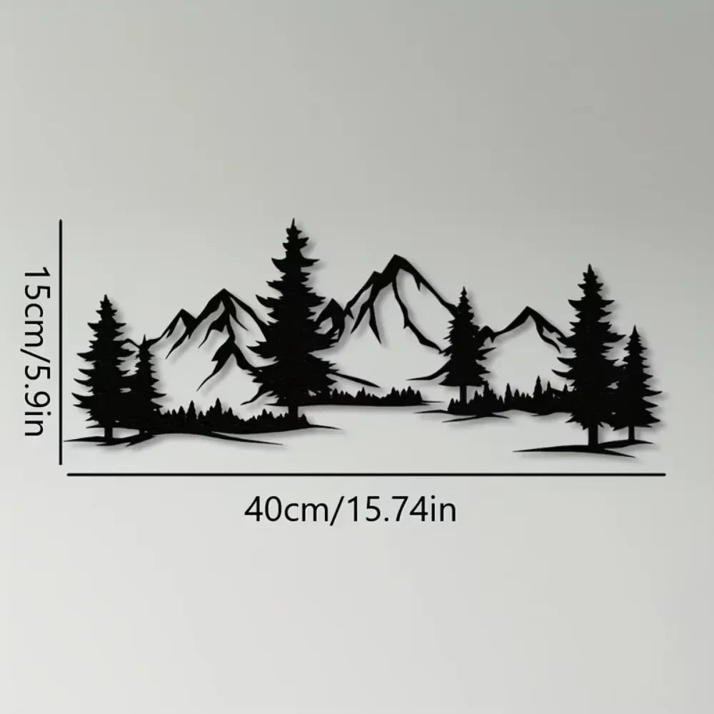 Delightful Rustic Metallic Forest Mountain Wall Art Showcasing Evergreen Ideal for Kids Areas Farmhouse Theme As Xmas Present