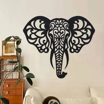 Room Decor Elegant Minimalist Elephant Metal Wall Art, Intricate Hollow-Out Iron Craft Sign, Versatile Decor for Animal Lovers